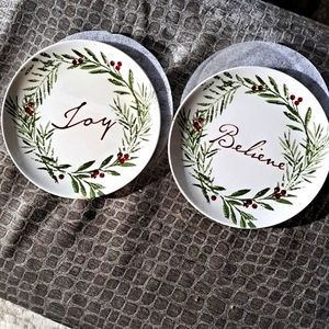 2 holiday cozy plates nwot